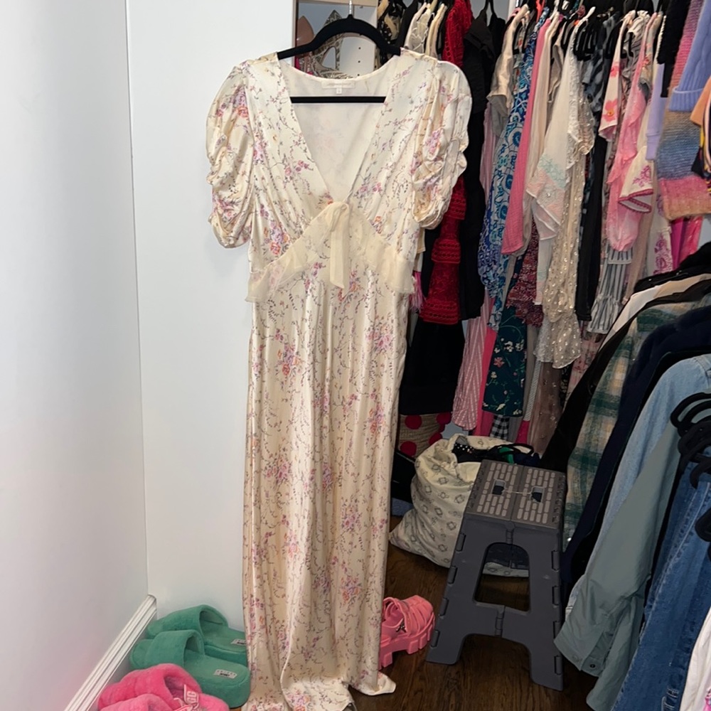 Loveshack fancy silk floor length dress, worn once in like new condition